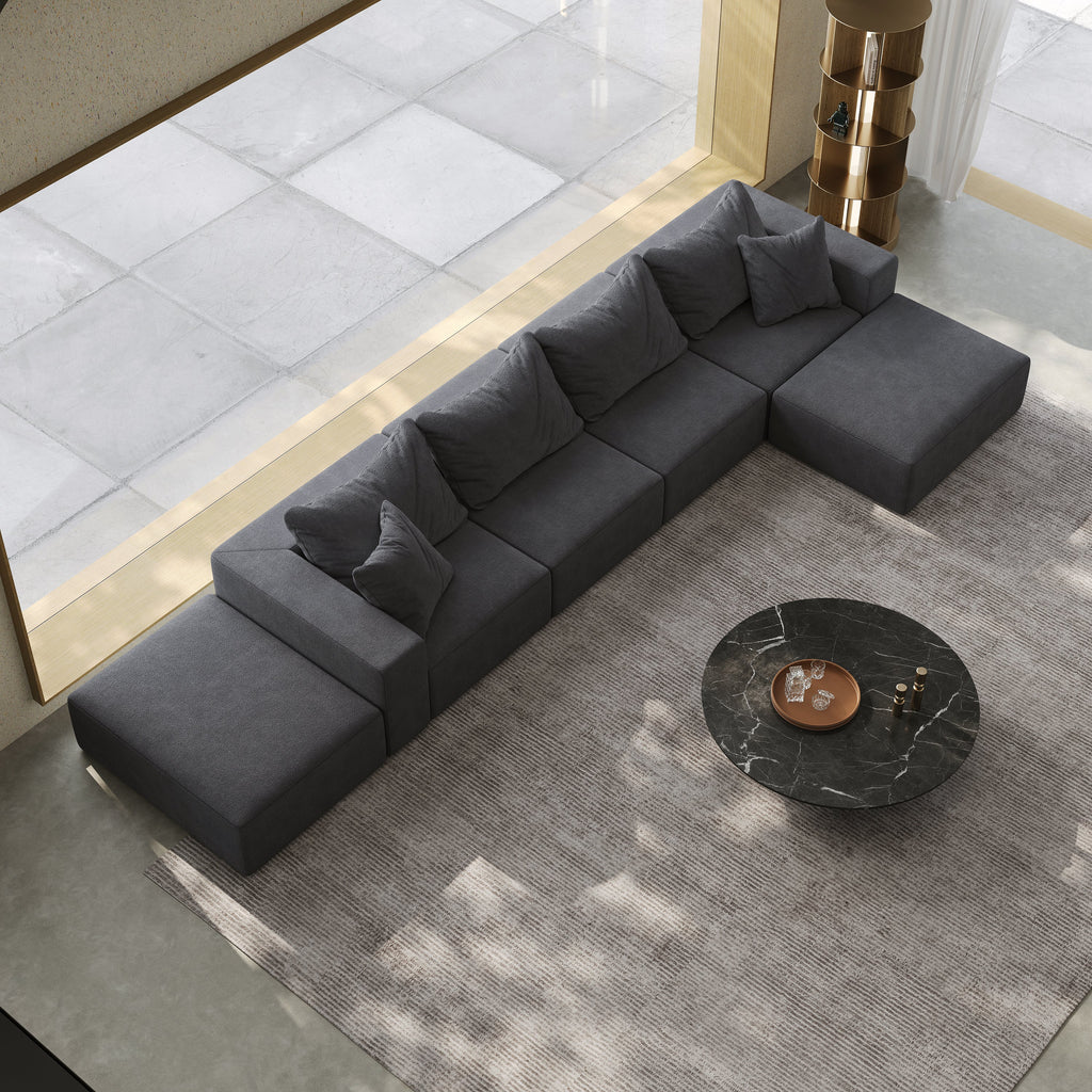 Oversized sponge cloud sofa,Modern Upholstered Sectional Sofa Couch Set,Modular 162' L Shaped Sectional Living Room Sofa Set With 6 Pillows,Free Combination Sofa Couch for Living Room,Bedroom