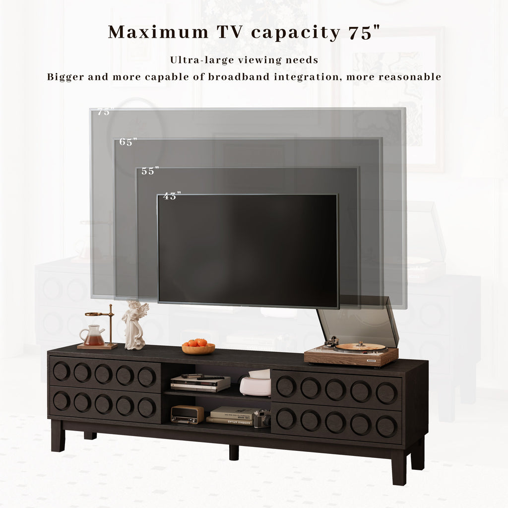 TV Stand for TVs up to 75', Media Console with 4 Drawers, Entertainment Center with Storage for Living Room and Bedroom(Black)
