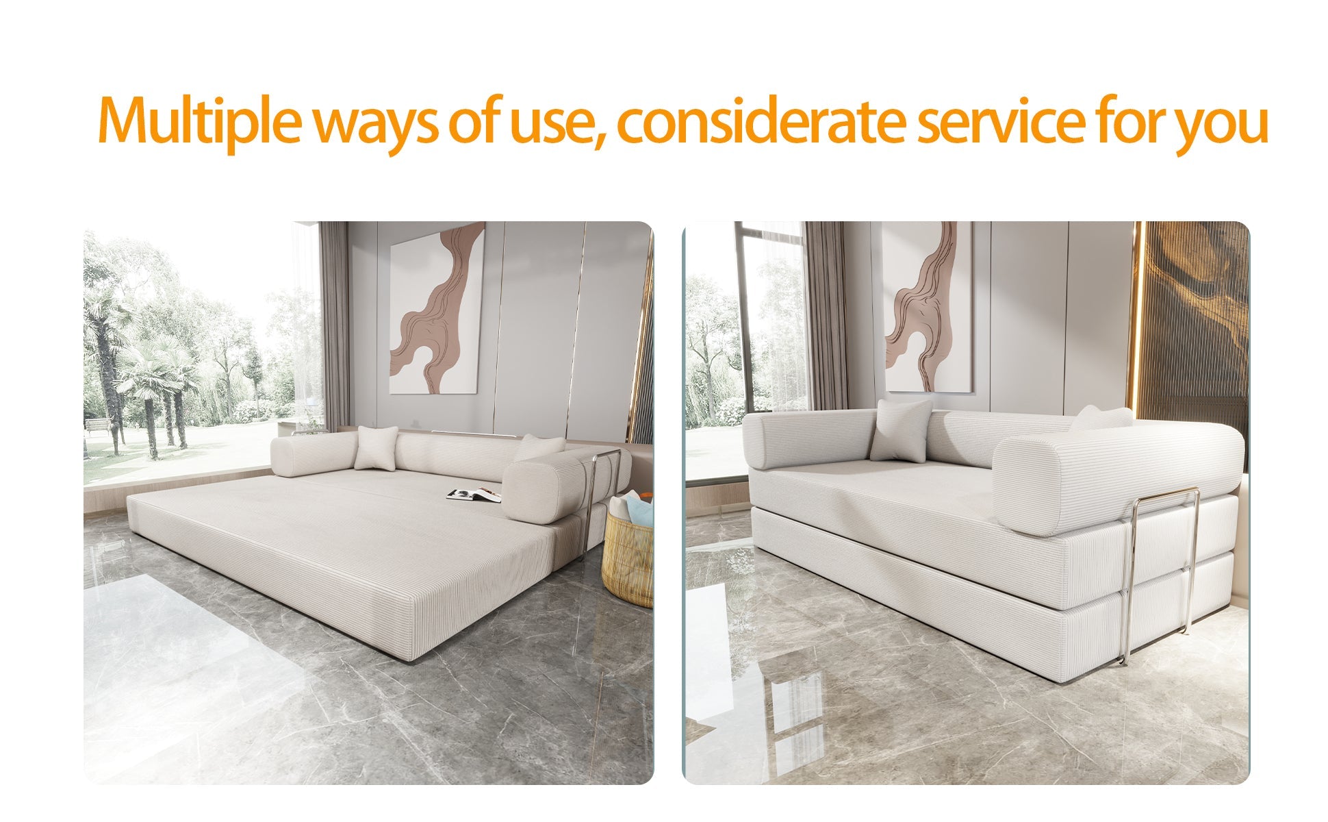 Double sofa, sofa bed, multifunctional compression sofa, wide body sofa, pure sponge sofa, fine striped velvet fabric sofa