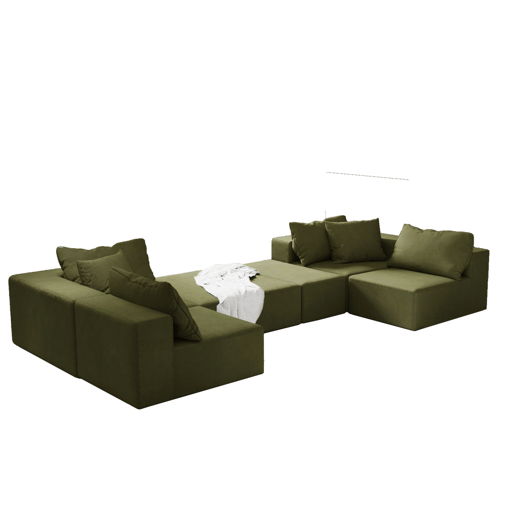 Modern Upholstered Sectional Sofa Couch Set,Modular 132' L Shaped Sectional Living Room Sofa Set With 6 Pillows,Free Combination Sofa Couch for Living Room,Bedroom