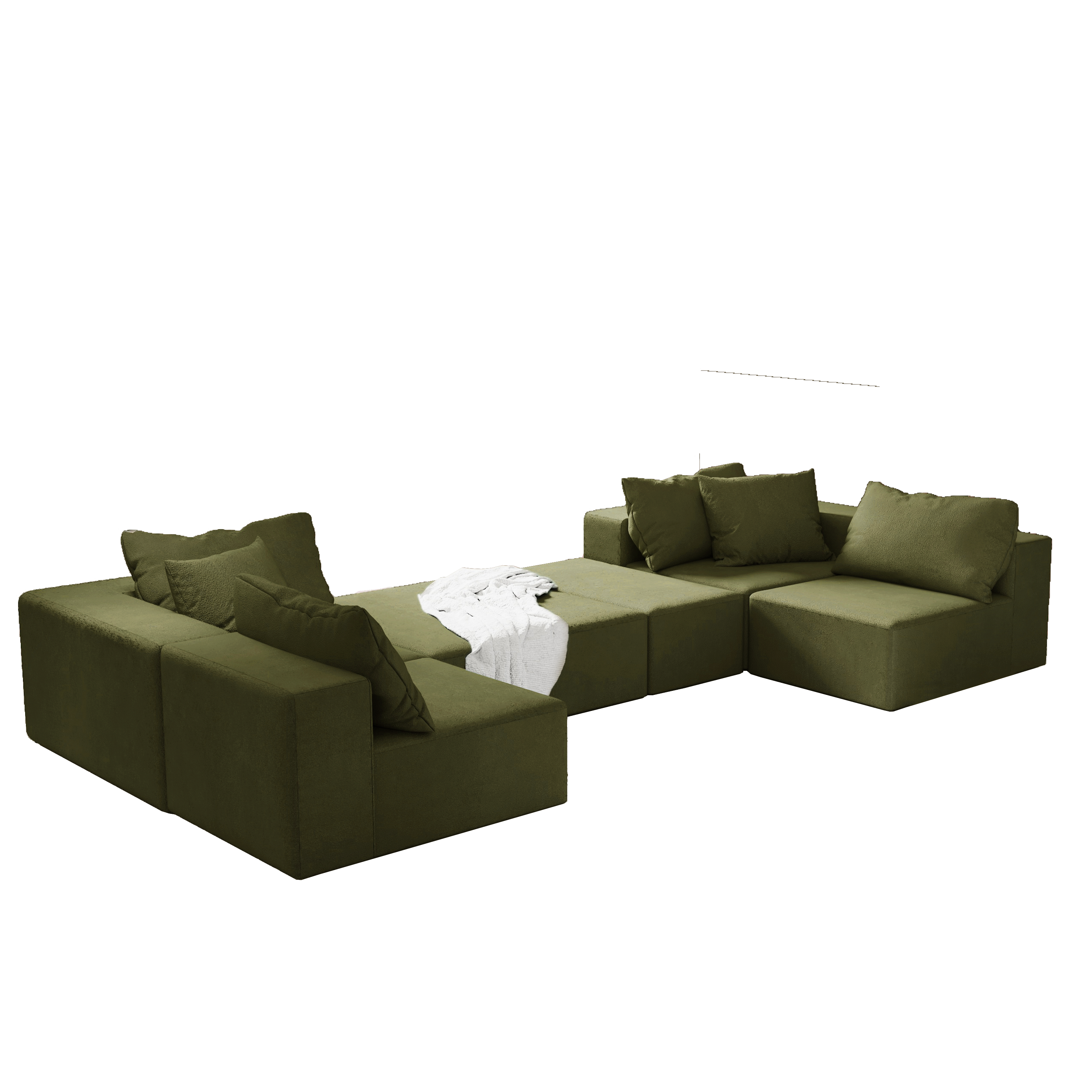 Modern Upholstered Sectional Sofa Couch Set,Modular 132' L Shaped Sectional Living Room Sofa Set With 6 Pillows,Free Combination Sofa Couch for Living Room,Bedroom
