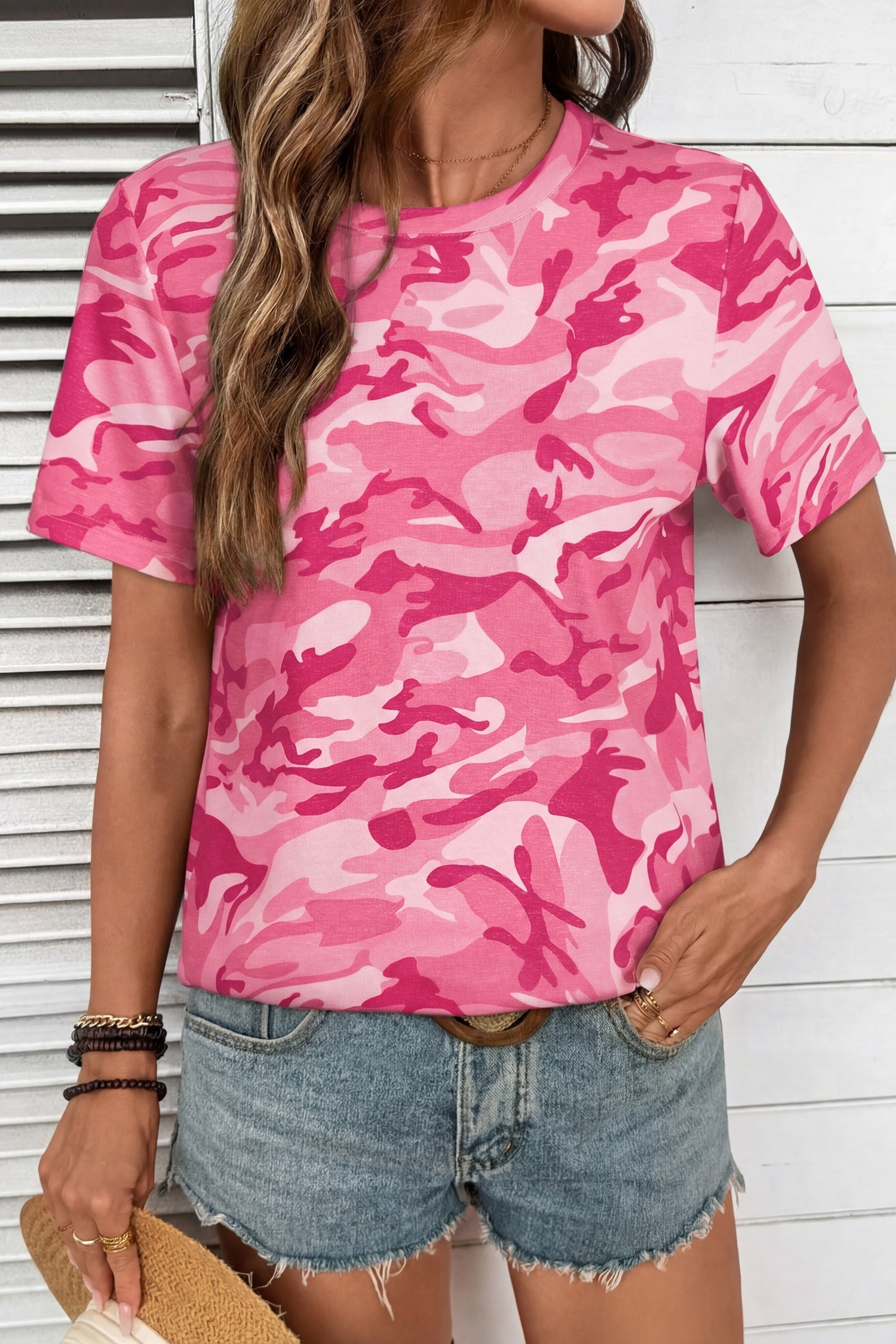 Camo Short Sleeve Crew Neck T-Shirt