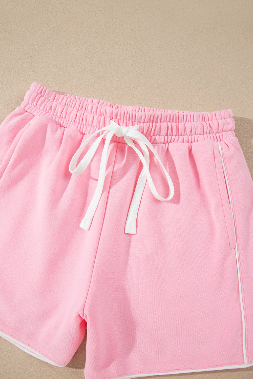 Contrast Trim Long Sleeve Pullover & Shorts Set