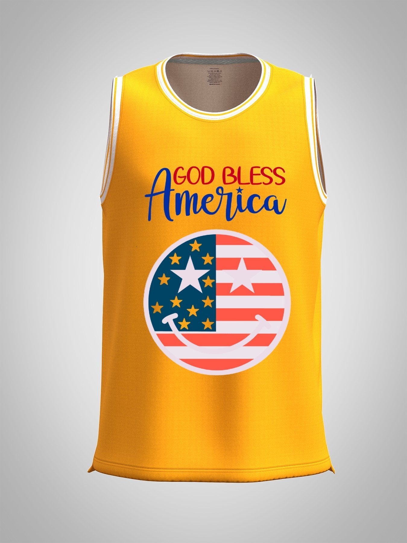 God Bless America Adult Yellow Basketball Jersey | Ships From USA