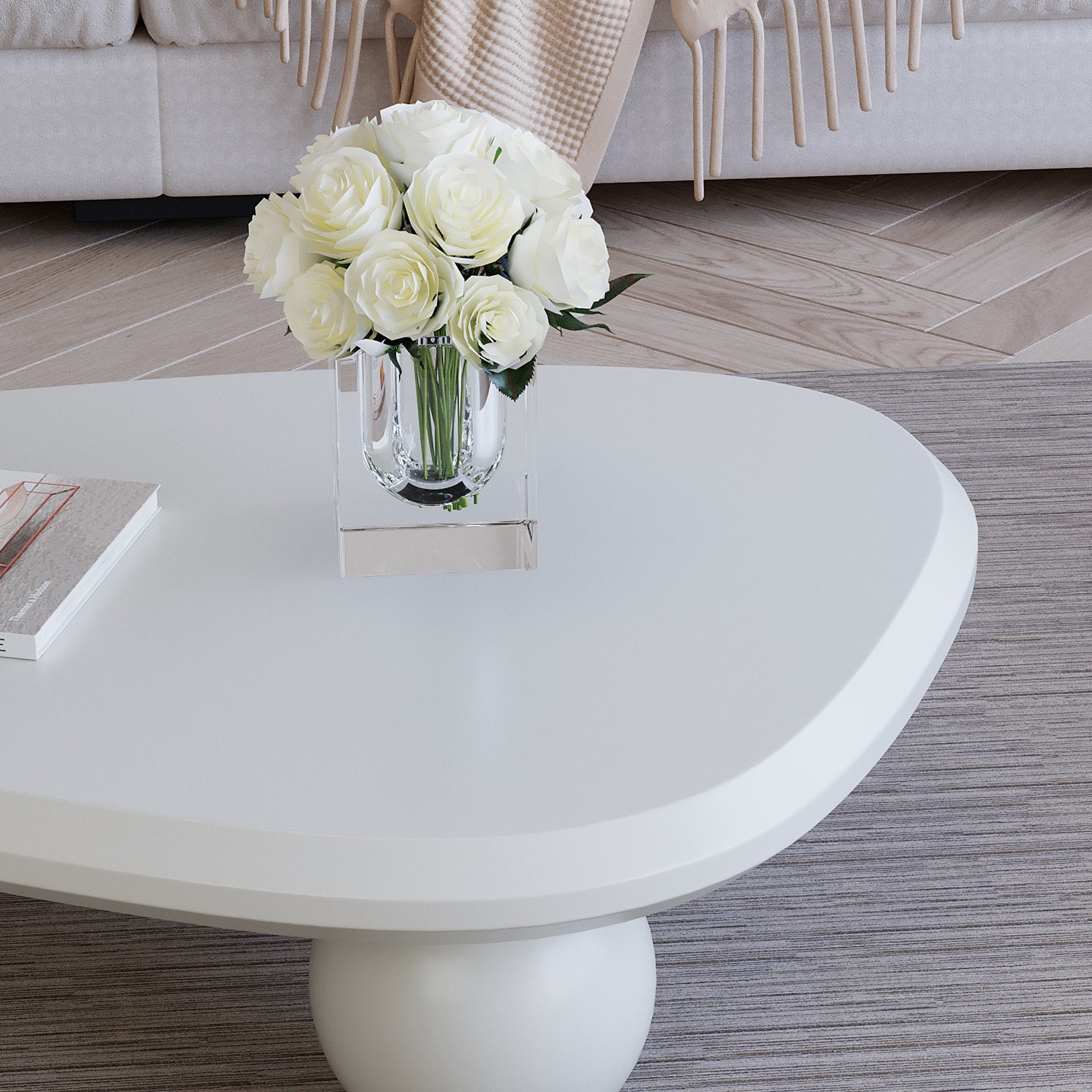 Cloud Coffee Table with 3 Ball Legs Modern Wooden Accent Center Table Unique Accent Table for Small Spaces for Living Room