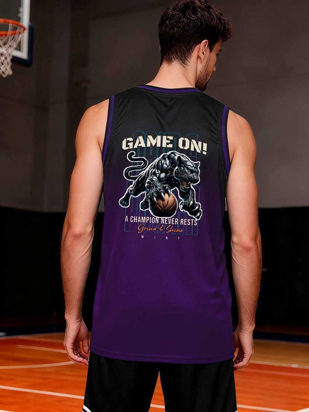 Game On! Grind & Shine Jaguar Purple Basketball Jersey - Front & Back Printing