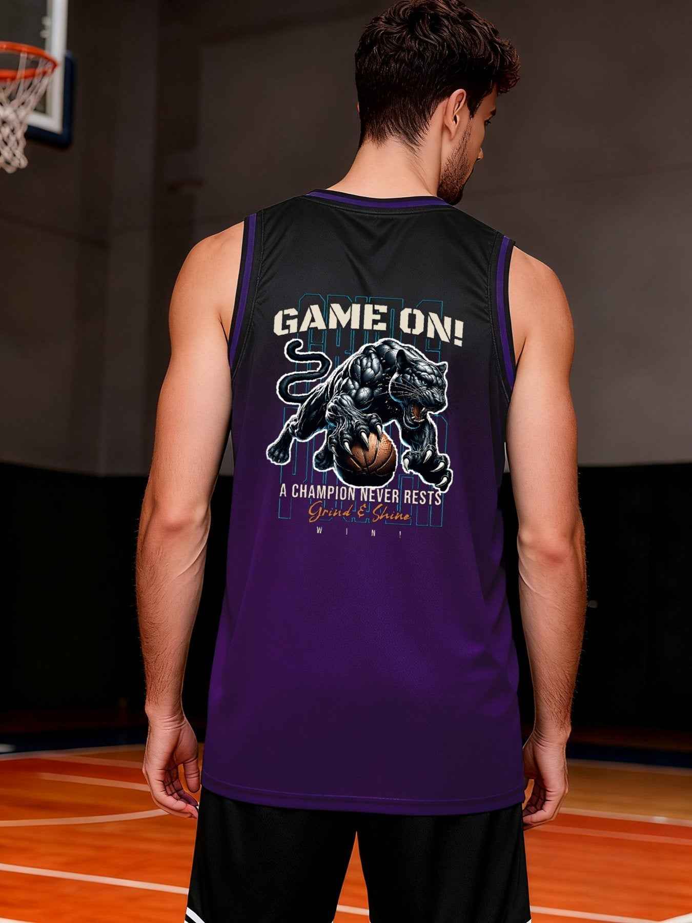 Game On! Grind & Shine Jaguar Purple Basketball Jersey - Front & Back Printing