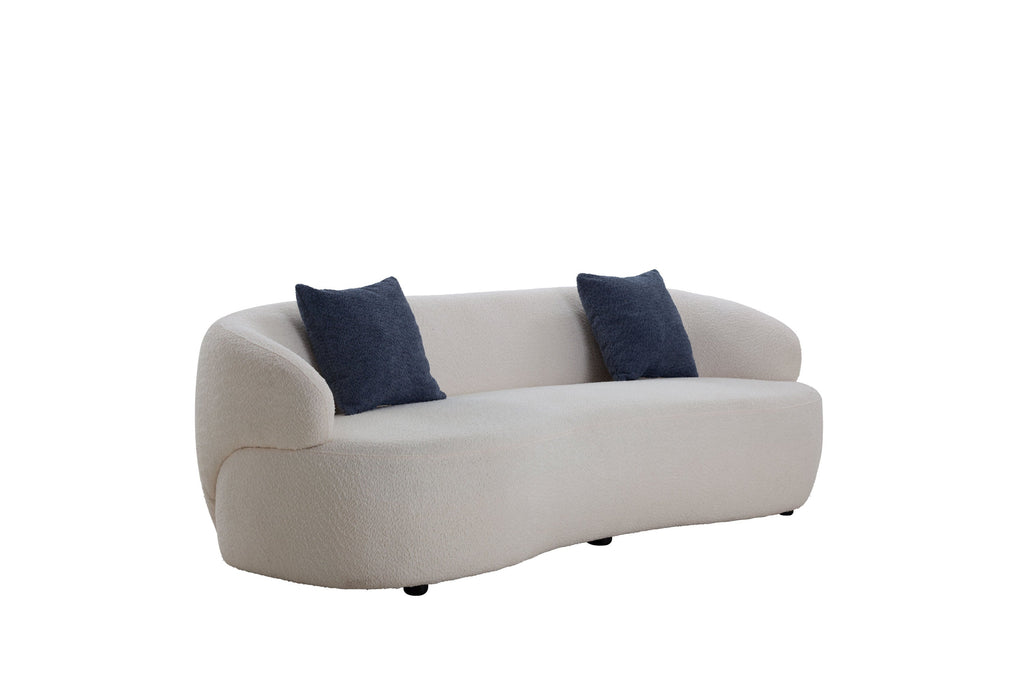 Mid Century Modern Curved Sofa, 3 Seat Cloud couch Boucle sofa Fabric Couch for Living Room, Bedroom, Office Beige
