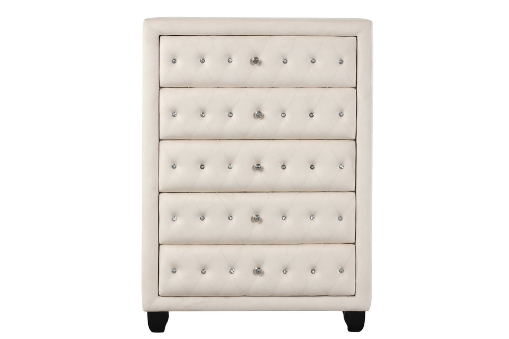 HAZEL Modern Style Queen 5PC  Bedroom Set with USB Ports & Made with Wood in Cream(NJ INVENTORY)