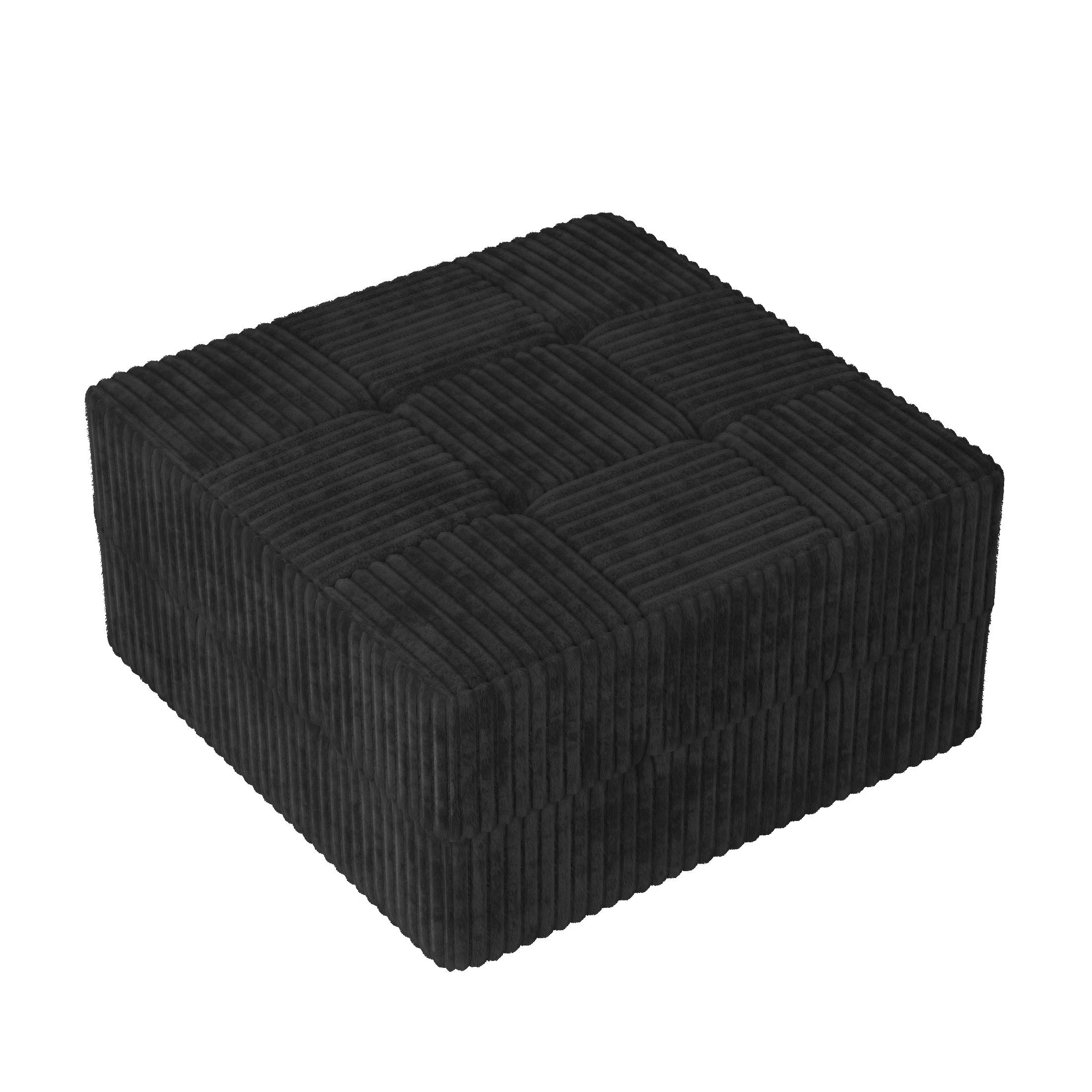 L shape Modular Sectional Sofa,DIY Compressed Sectional Sofa Modern Minimalist Style Corduroy Couch, Sleeper Sofa for Living Room, Bedroom, Comfy Compressed Sofa Couch Space-Efficient Design-black
