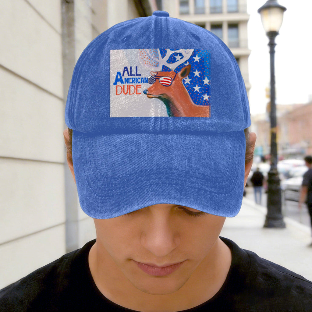 All American Dude Deer Vintage Washed Baseball Cap | Ships from USA