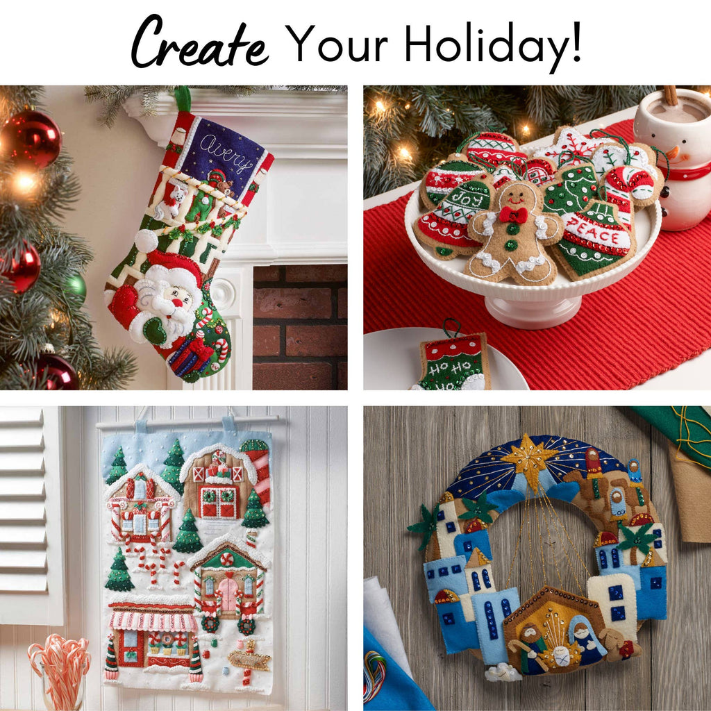 Bucilla Cats in Ugly Sweaters Felt Ornament Kit – Set of 6 Christmas Cat Ornaments