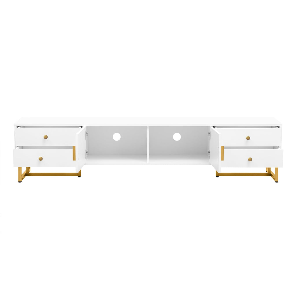 U-Can TV Stand for 65+ Inch TV, Entertainment Center TV Media Console Table, Modern TV Stand with Storage, TV Console Cabinet Furniture for Living Room