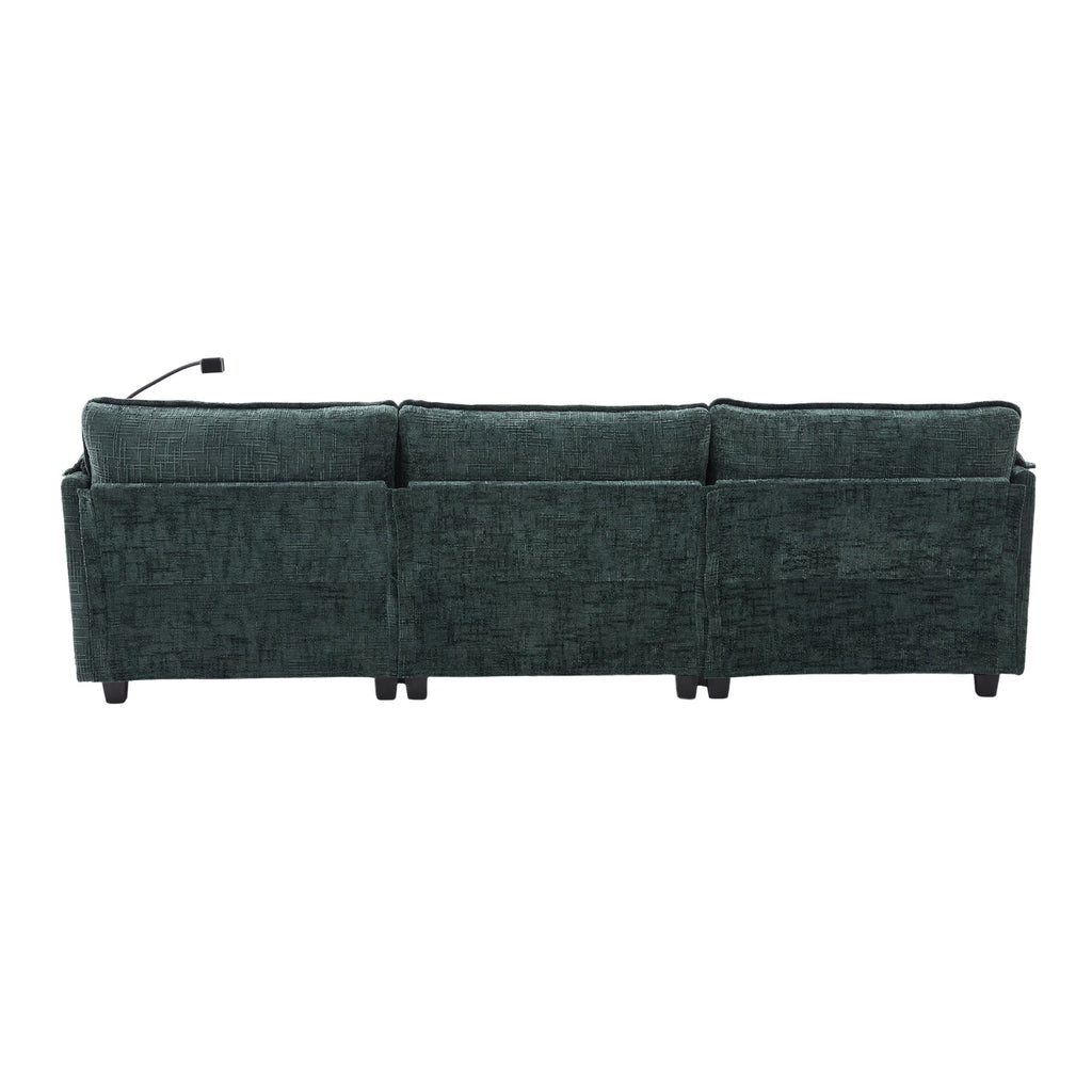 UNITED WE WIN 112' Oversized Sectional Sofa Cloud Couch for Living Room, Modern Chenille L Shaped Couch, Comfy Boucle Modular Sofa Sleeper with Movable Storage Ottoman, Phone Holder, USB Charging Port