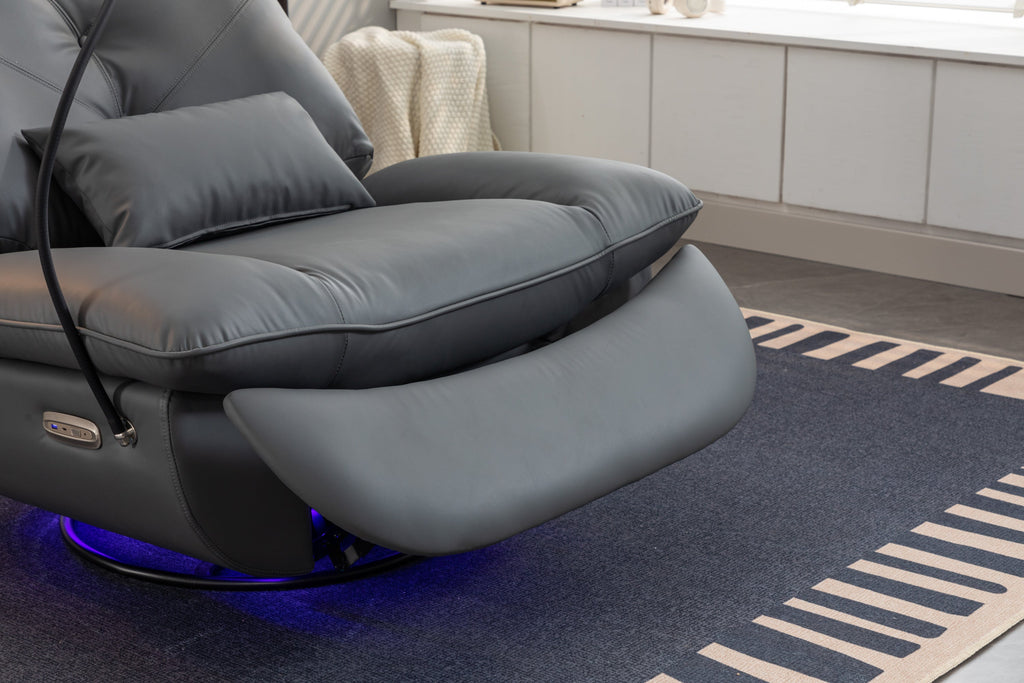 270 Swivel Glider Recliner Chair, Power Recliner Rocking Chair, USB Port Charge for Nursery Chair with Atmosphere Lamp for Living Room Bedroom Apartment