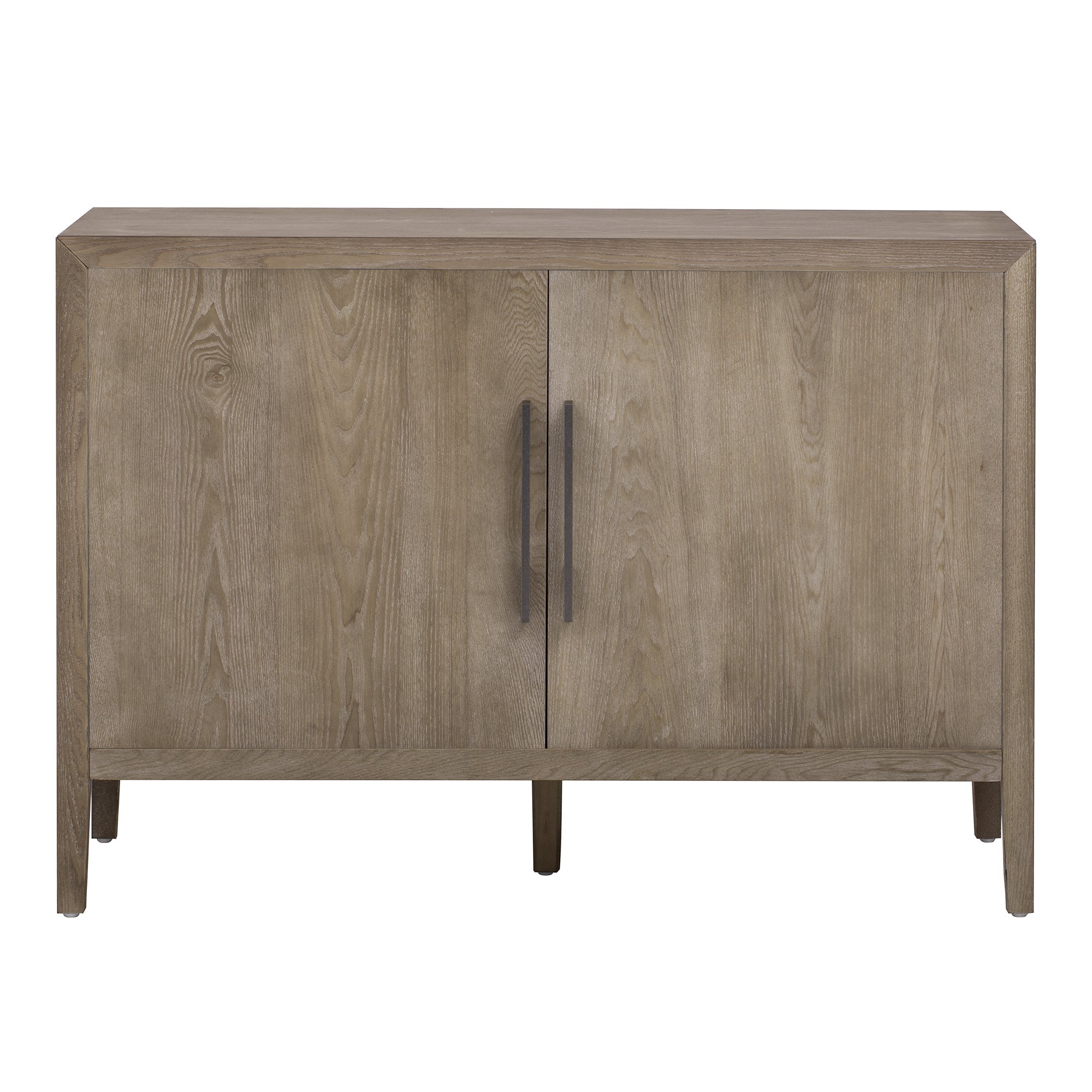 U_STYLE 47.2-Inch Farmhouse Sideboard with Ash Veneer and 2 Doors, Retro Buffet with 3-Tier Shelves and Adjustable Feet, Minimalist Wooden Storage Cabinet with Iron Handles for Living Room, Kitchen
