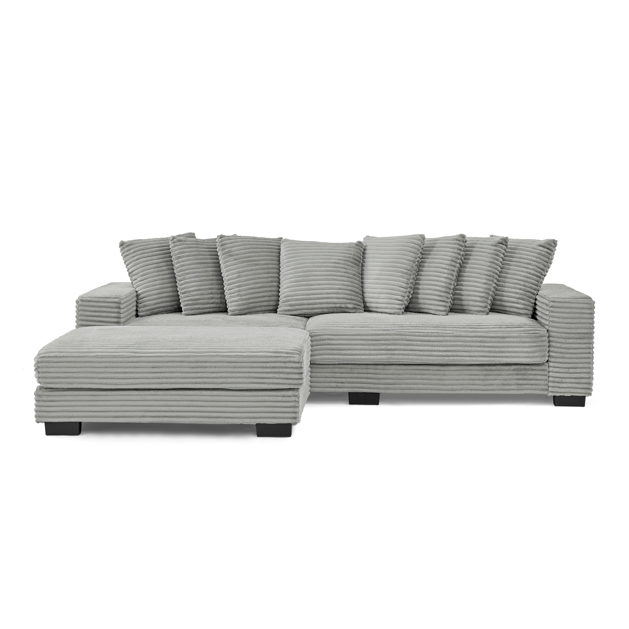 Corduroy Tufted Upholstered Sleeper Sectional Sofa, L-Shaped Modular Convertible Sofa , Can freely change the position of the footrests-Gray(Assembly is required)
