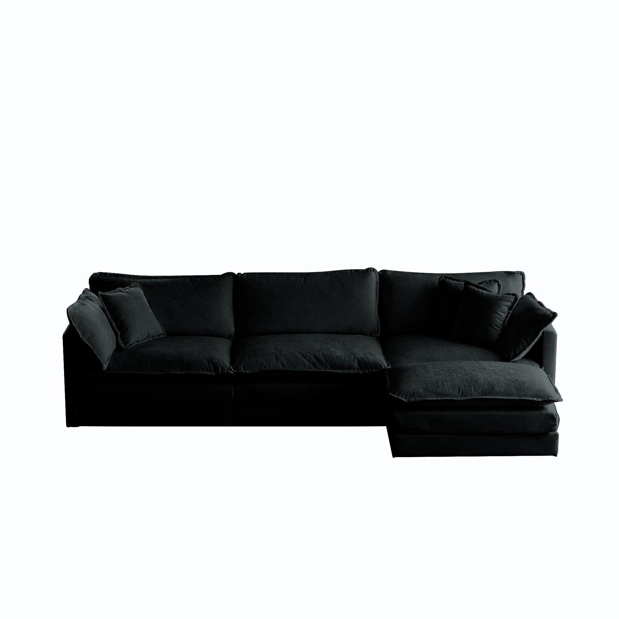Free Combination Comfy Upholstery Modular Oversized L Shaped Sectional Sofa With Reversible Ottoman, Black Chenille