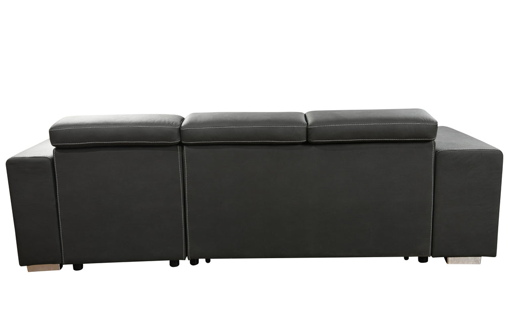 Sectional Sofa with Adjustable Headrest ,Sleeper Sectional Pull Out Couch Bed with Storage Ottoman and 2 Stools,Beige+Grey