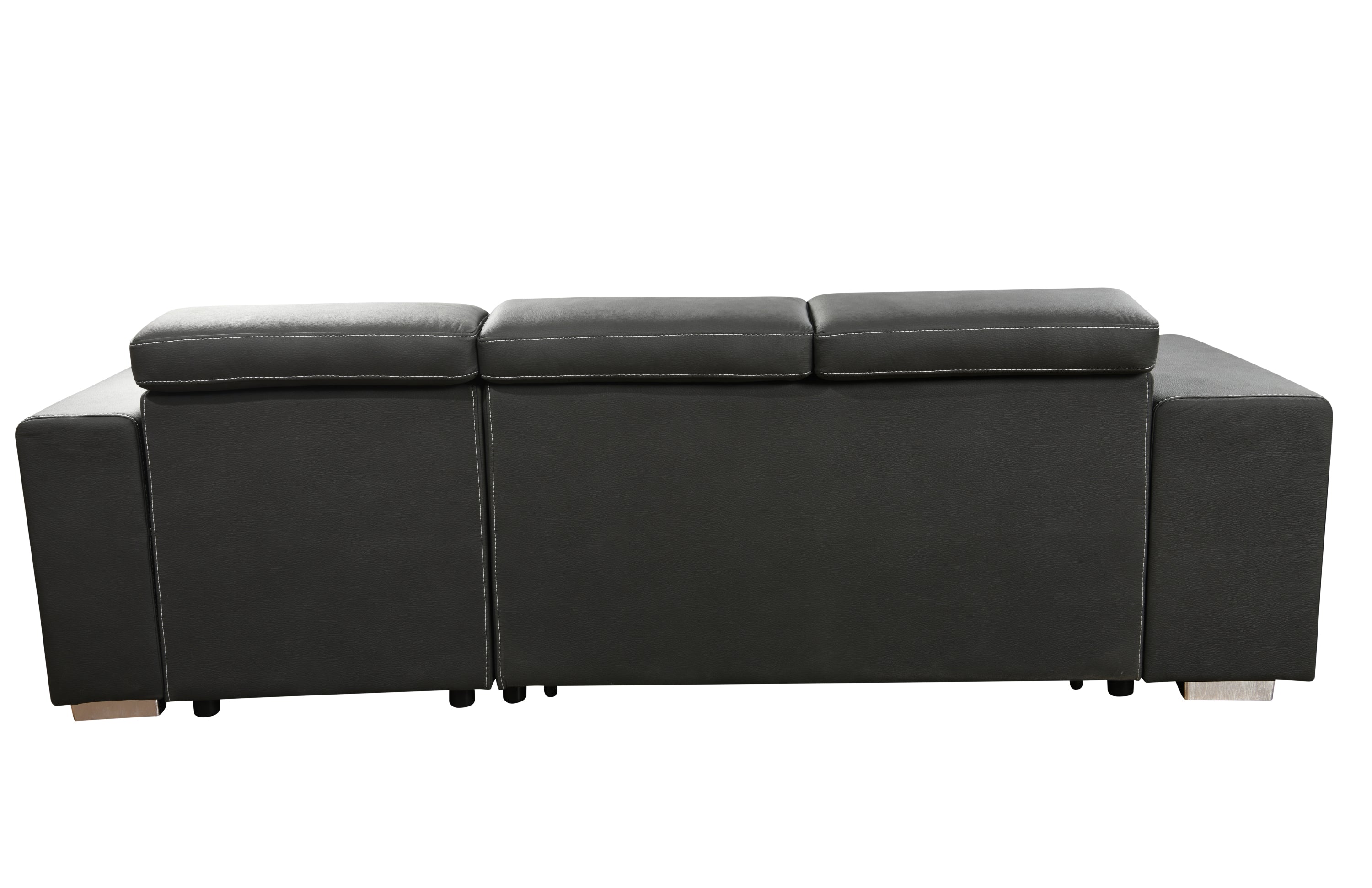 Sectional Sofa with Adjustable Headrest ,Sleeper Sectional Pull Out Couch Bed with Storage Ottoman and 2 Stools,Beige+Grey