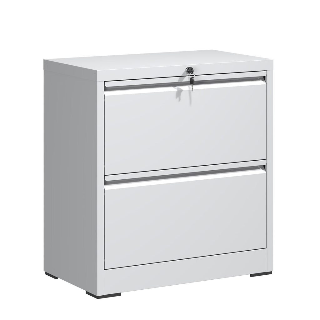 Premium 2 Drawer Metal Lateral File Cabinet with Lock, White Steel Filing Cabinet for Home Office