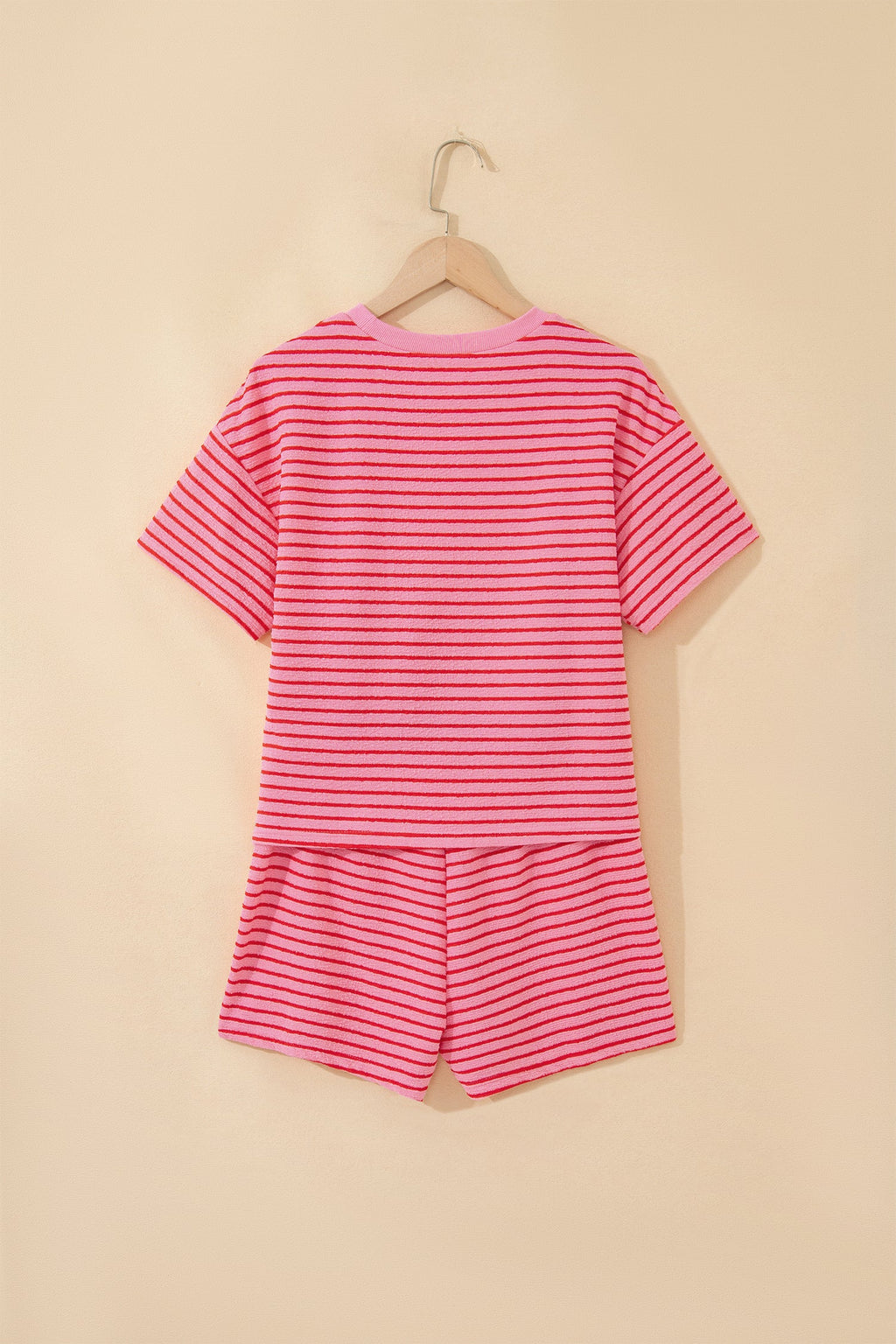 Stripe Side Split Tee & Drawstring Shorts Set