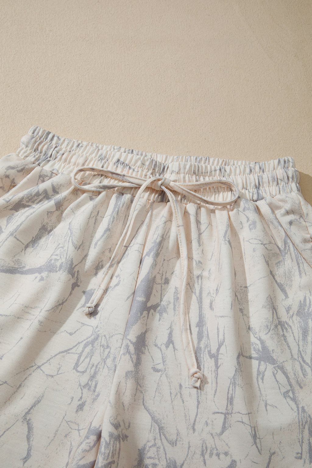 Camo V-Neck Loose Tee & Drawstring Shorts Set