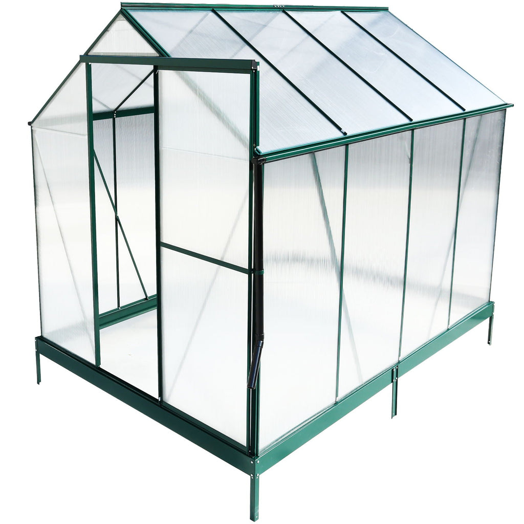 Polycarbonate house, Heavy Duty Outdoor Aluminum Walk-In House Kit With Rain Gutter, Vent And Door For Backyard Garden