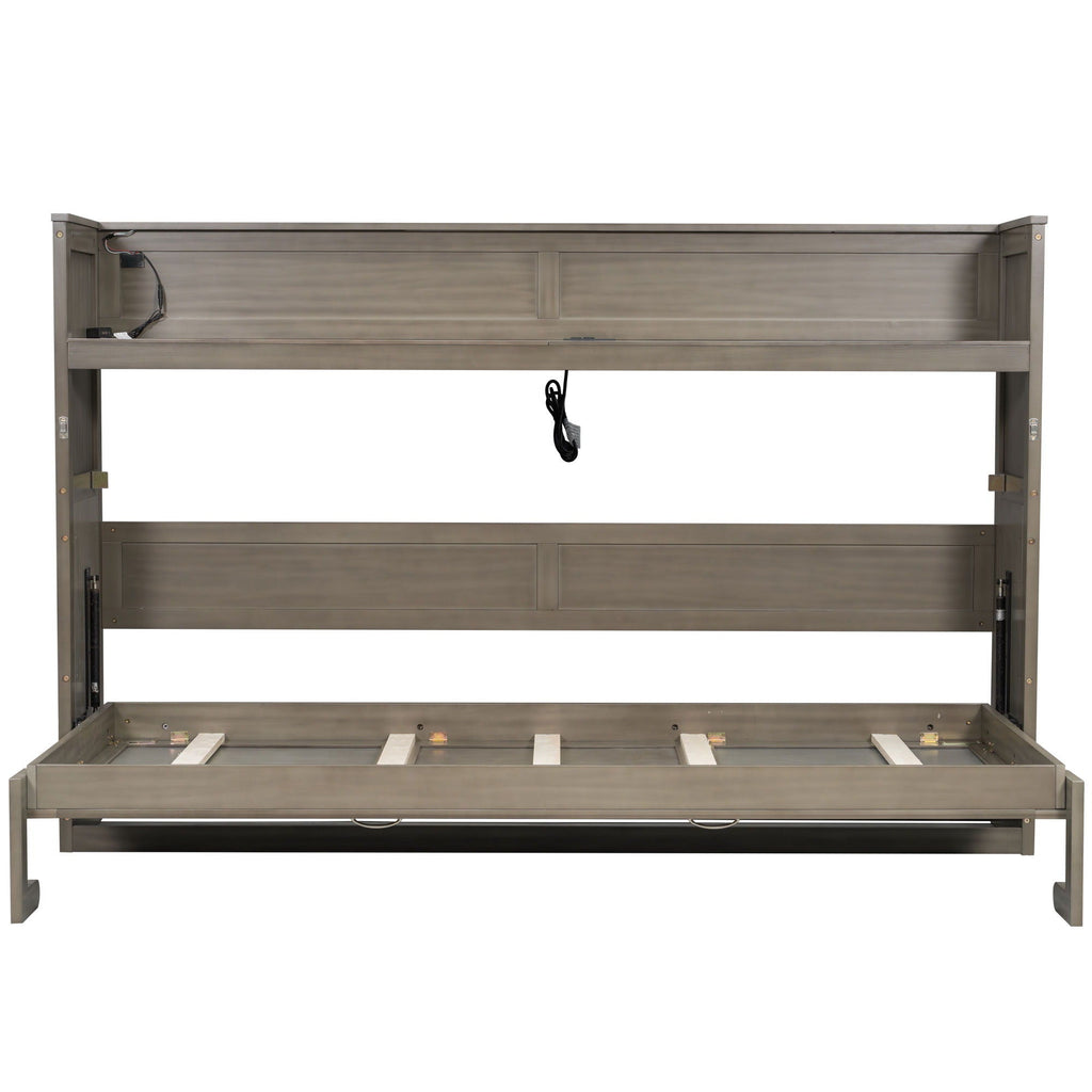 Murphy Bed With Desk, LED Light And USB Charging Station