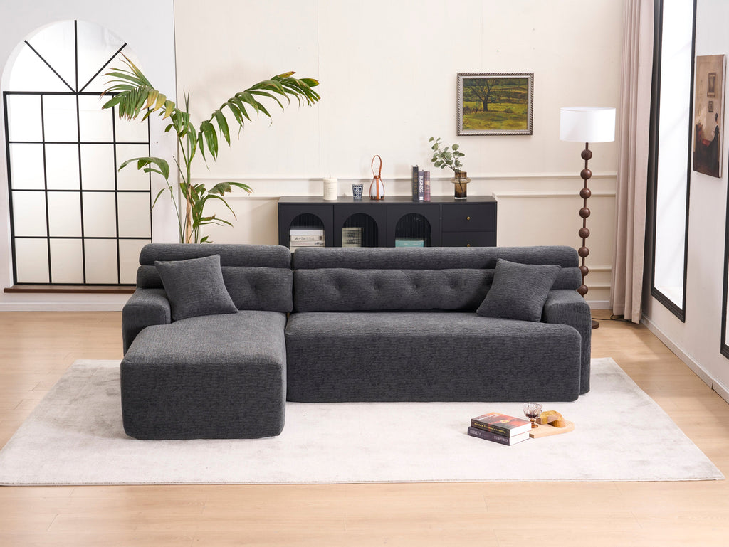 105'' Cloud Sectional Couch with L-Shape Chaise,Modern Modular Sofa with Deep Seat, Boneless Sofa for Living Room Bedroom,No Assembly Required,Grey.
