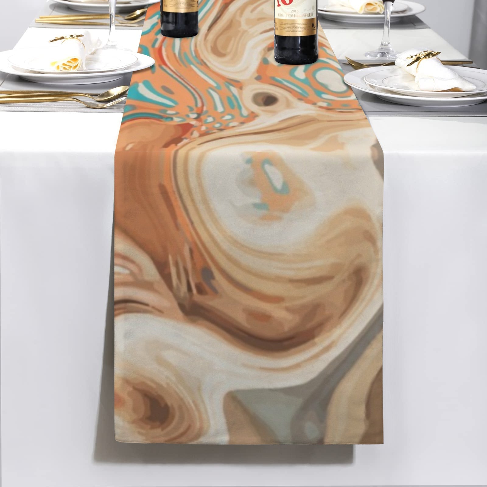Orange Marble Table Runner - 72" x 13" (Made in USA)