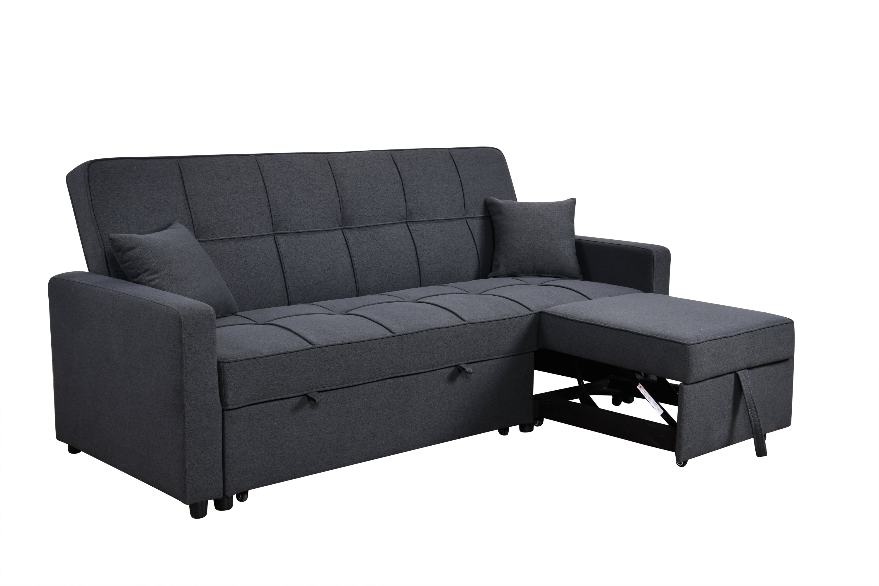 83' Oversized Upholstered Sofa Bed W/Pull Out Couch Bed & Adjustable Backrest,3 Seaters Sofa & Couch Convertible Sleep Sofabed for Home Apartment Living Room,Light Gray,Dark Blue