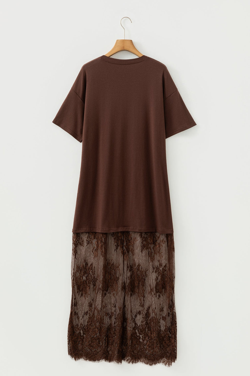 Solid Lace Patchwork Short Sleeve Maxi Dress