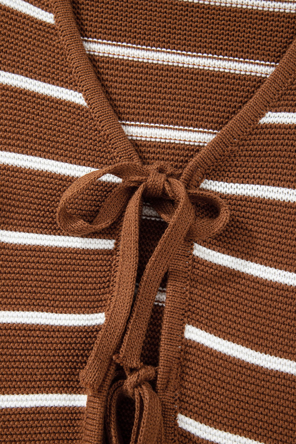 Stripe Tie-Front V-Neck Cardigan Sweater