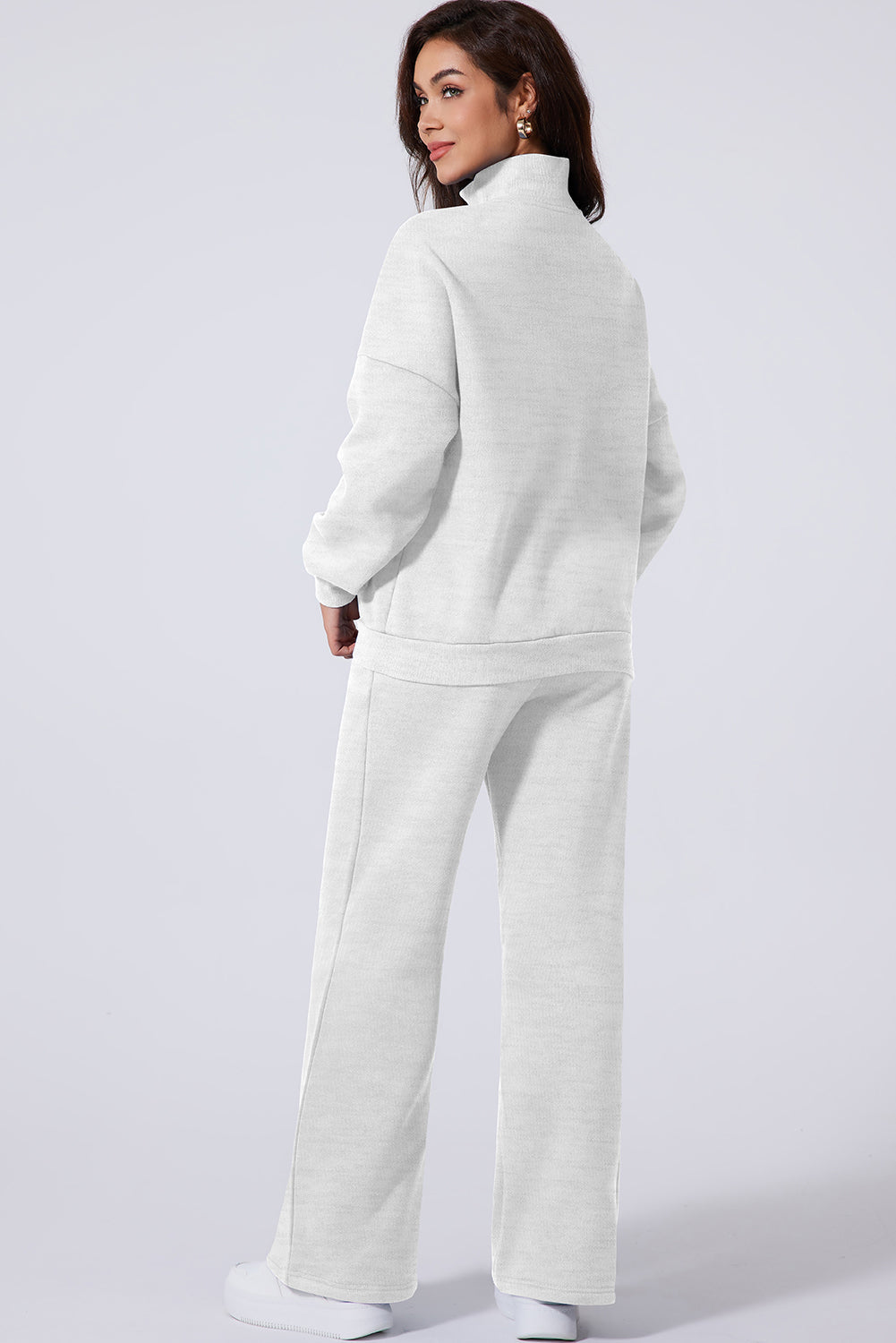 Solid Zip-Up Jacket and Drawstring Pants Set