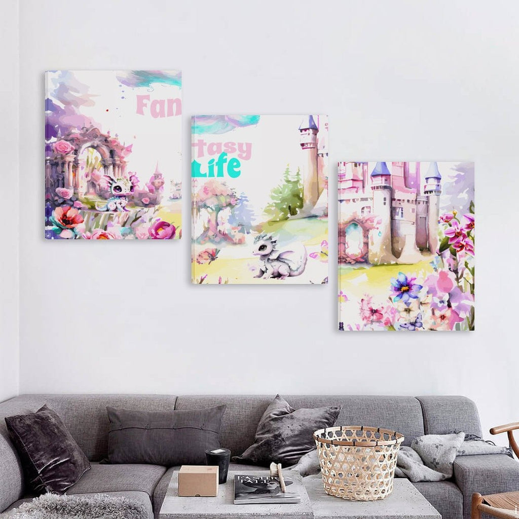 Fantasy Life Design 3-piece Wall Art with Decorative Frame - 16" × 20" | Ships from USA