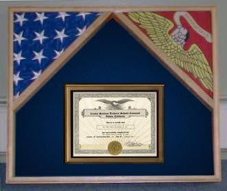 Military Flag Case For 2 Flags and Certificate Display Case, 2 flags 3'x5' each