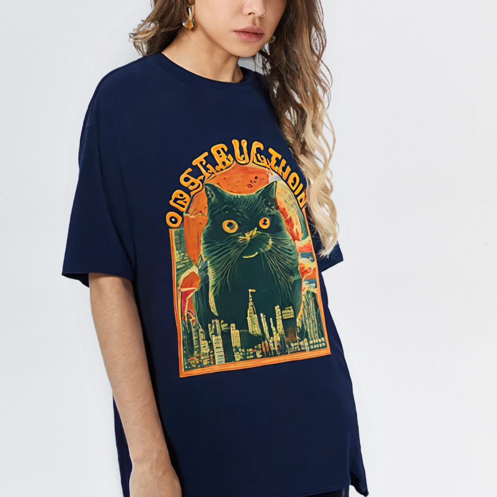 Retro Cat Obstruction Graphic T-Shirt
