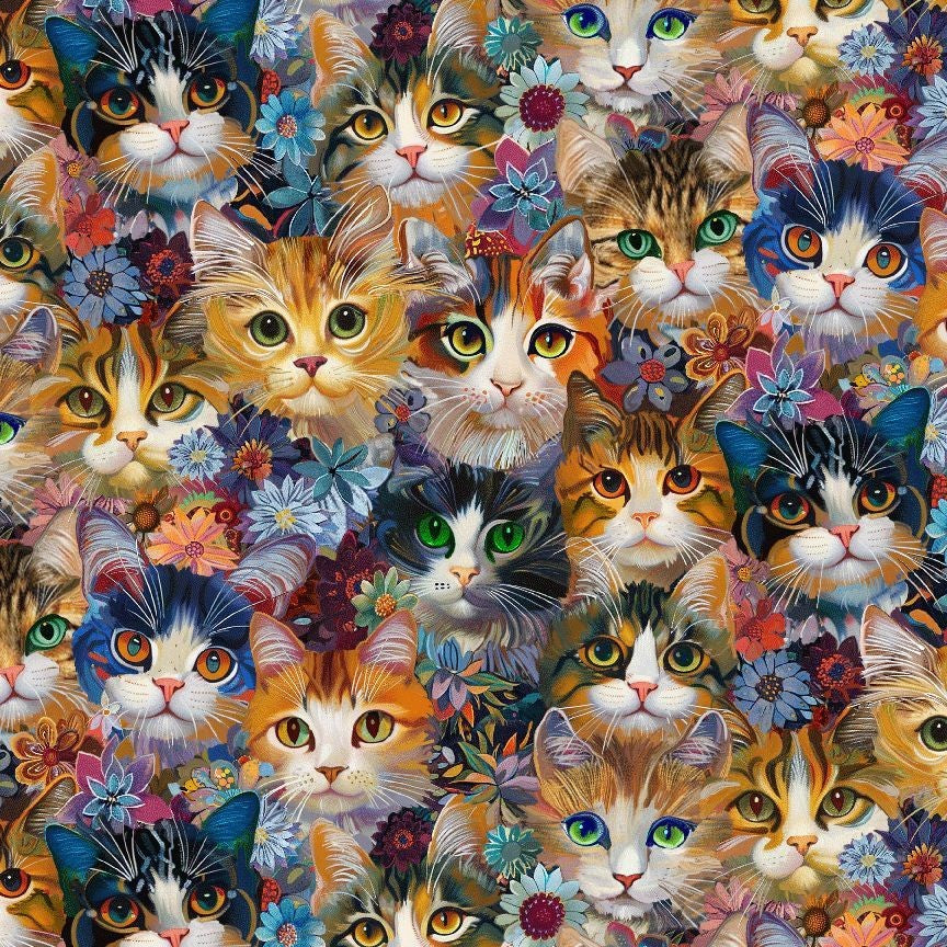 Cats & Flowers Fit & Flare Dress
