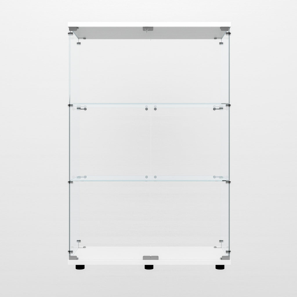 Tempered Glass Display Cabinet,Wine Cabinet,storage Cabinet,File Cabinet,with Battery-powered paipai light,Adjustable Floor Feet,Suitable for uneven ground,Can be placed anywhere,color:white