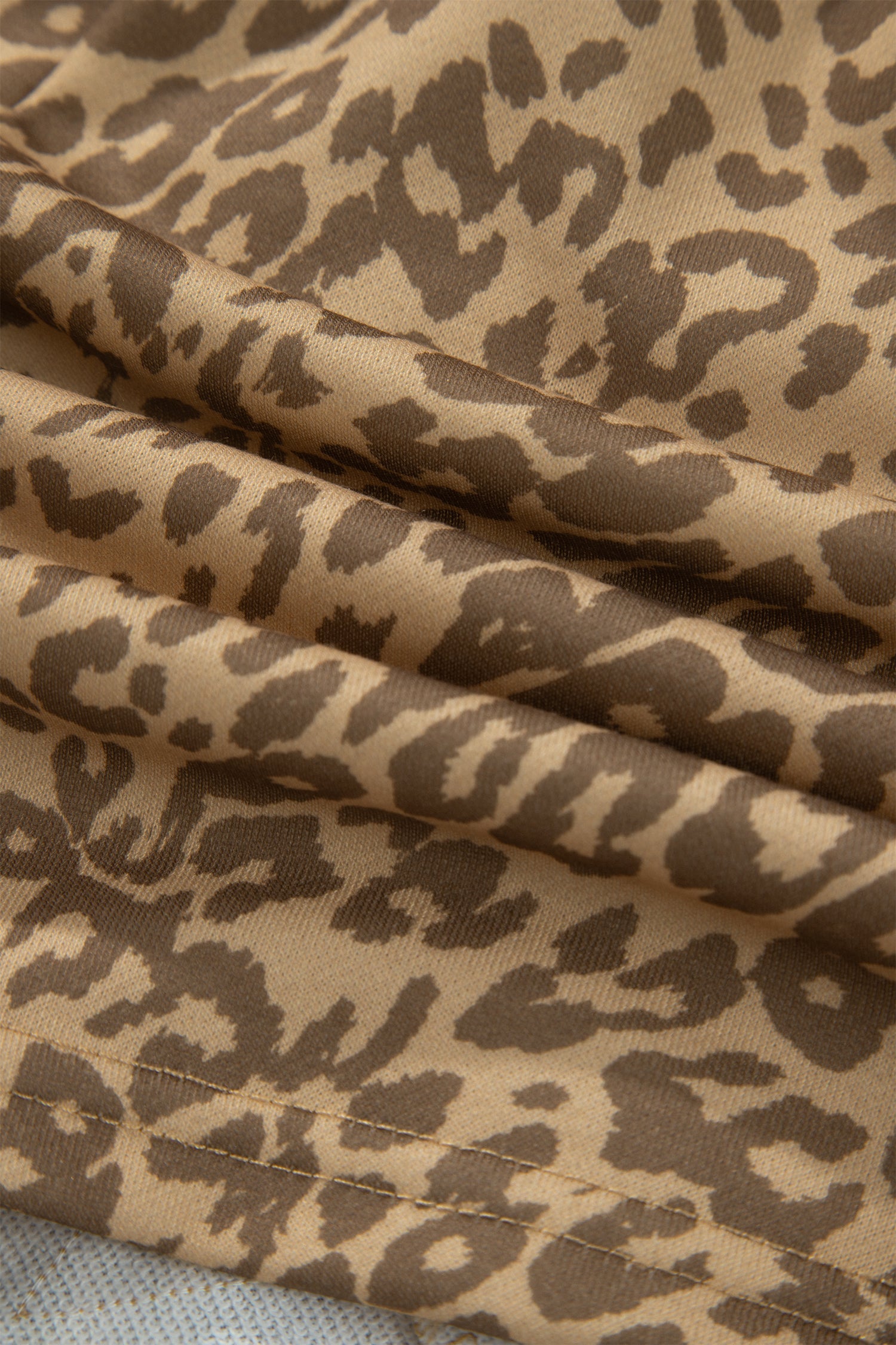 Leopard Star Patch Drawstring Elastic Waist Shorts