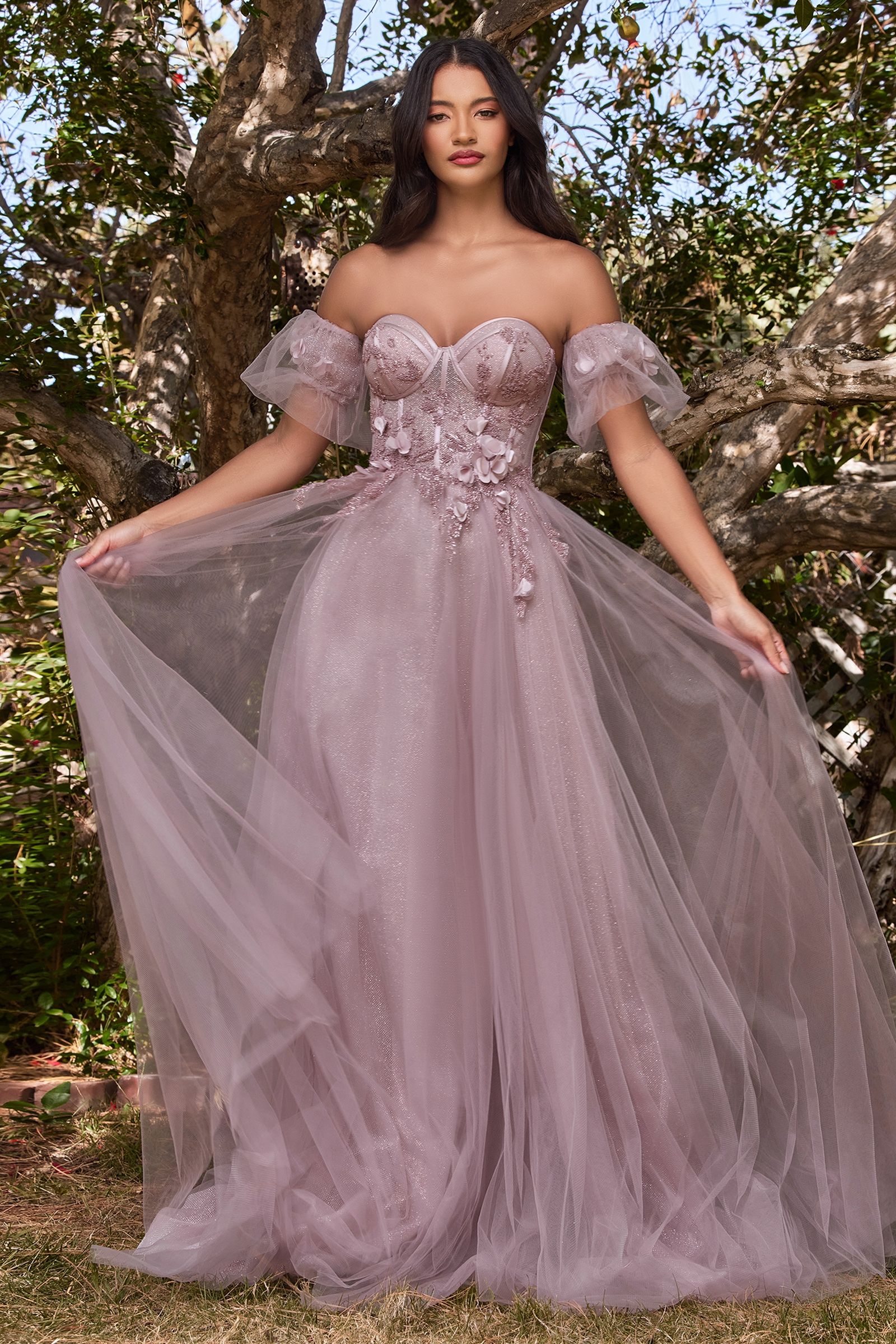 STRAPLESS FLORAL BALL GOWN CDCB080