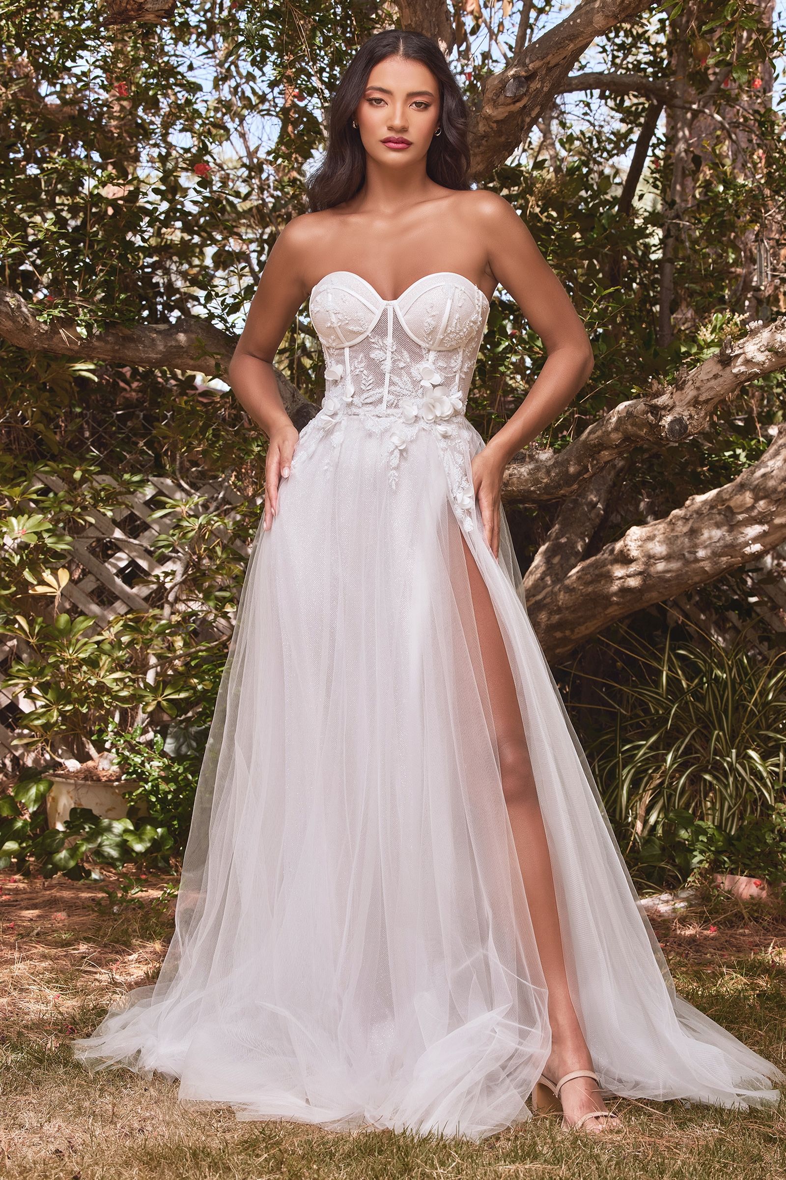 STRAPLESS FLORAL BALL GOWN CDCB080W