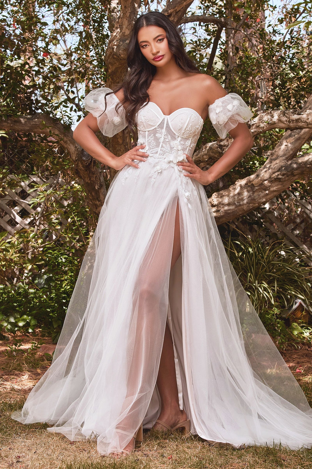 STRAPLESS FLORAL BALL GOWN CDCB080W