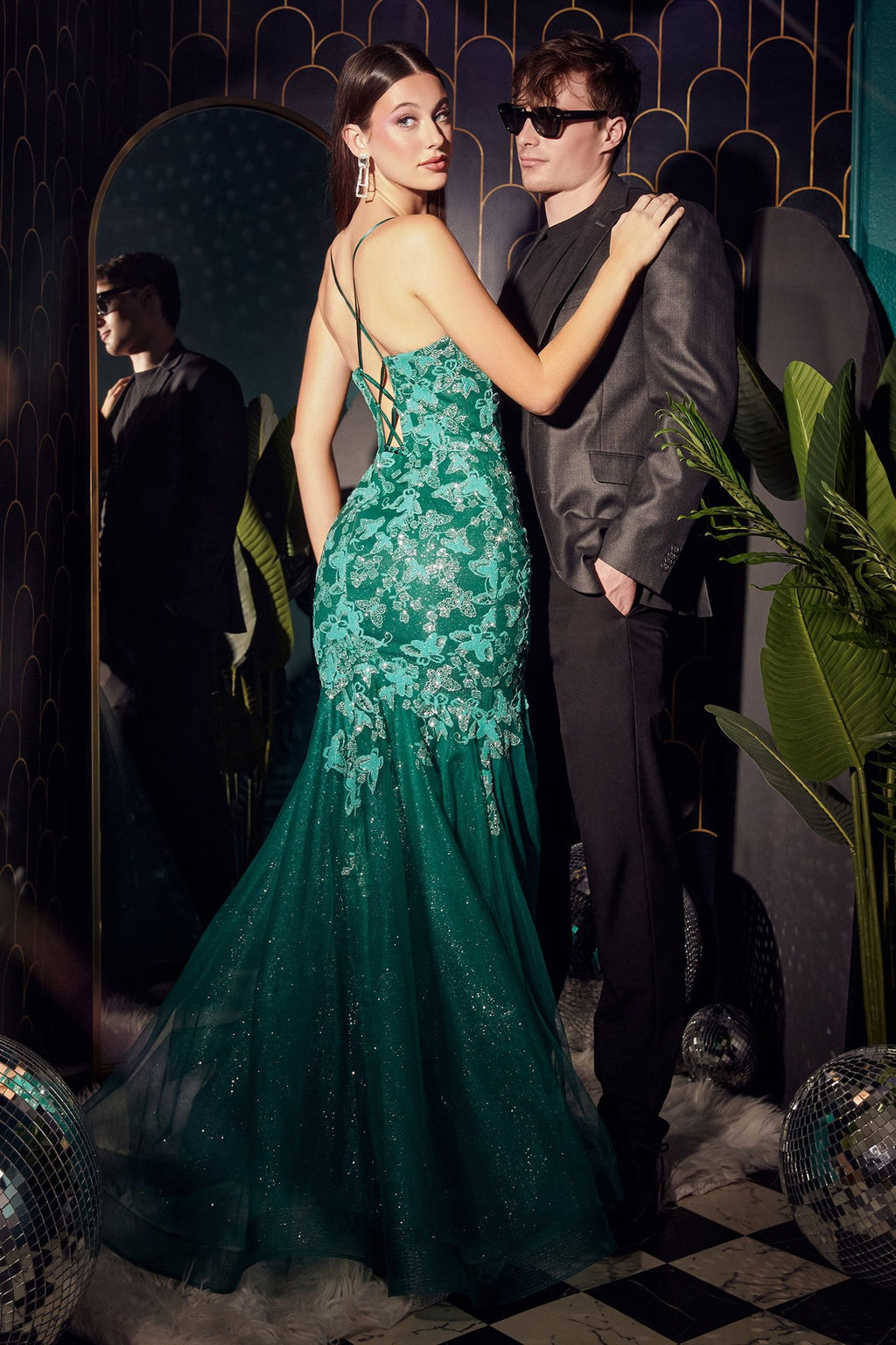 BUTTERFLY PRINT MERMAID GOWN CDCB112