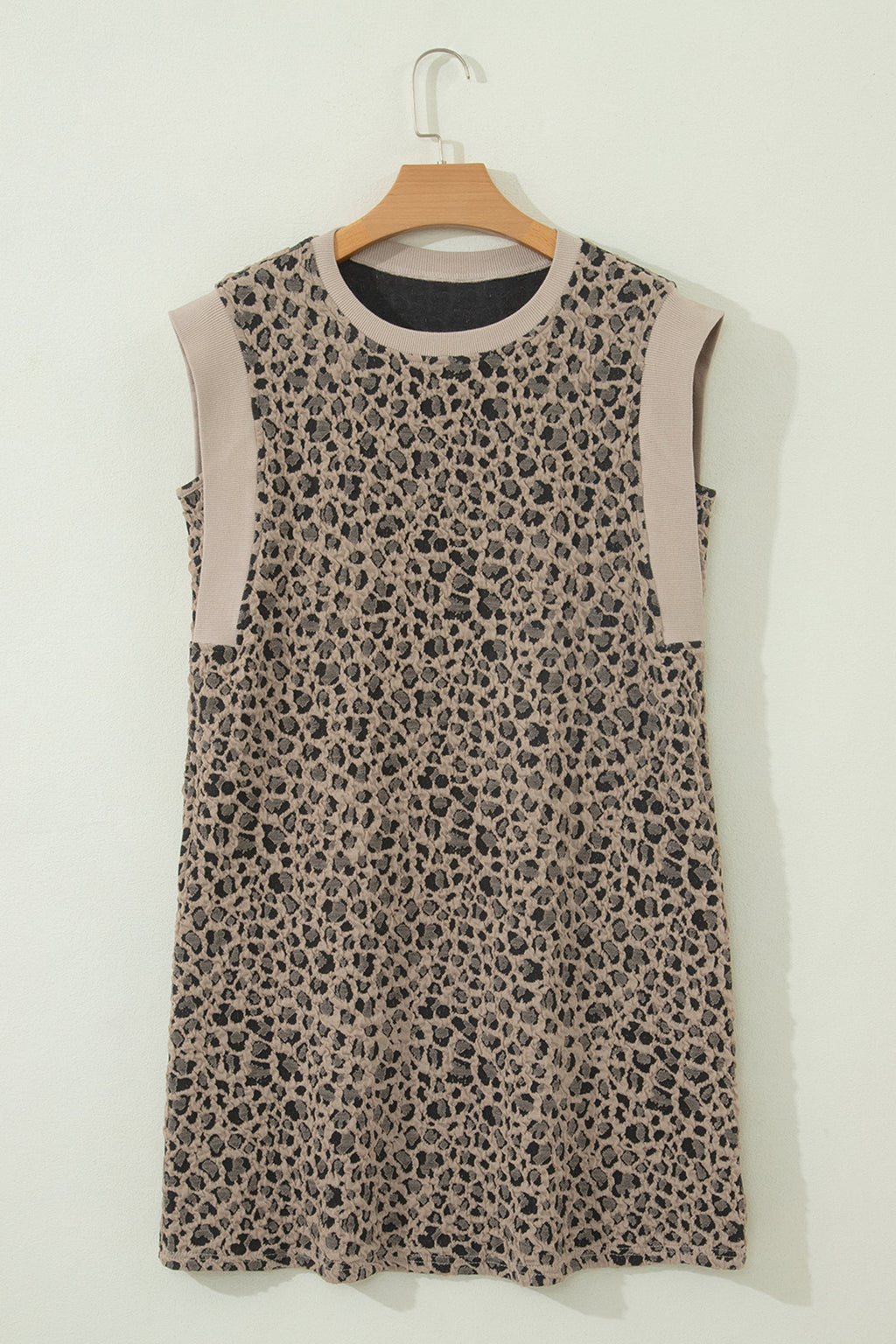 Leopard Textured Sleeveless Mini Dress