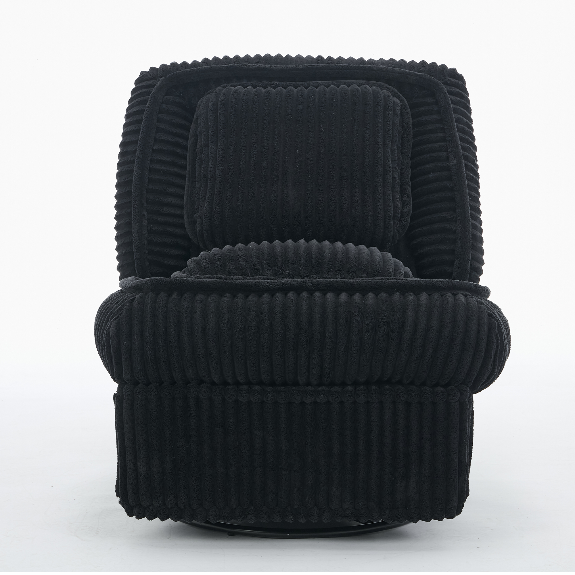 [NEW ARRIVED] 360° Swivel Rocking Single Sofa,Recliner Sofa, Manual Glider Rocking Armless Chair,Living Room Office, With Adjustable Backrest and Footrest and pillows, Small Spaces,Corduroy , Black