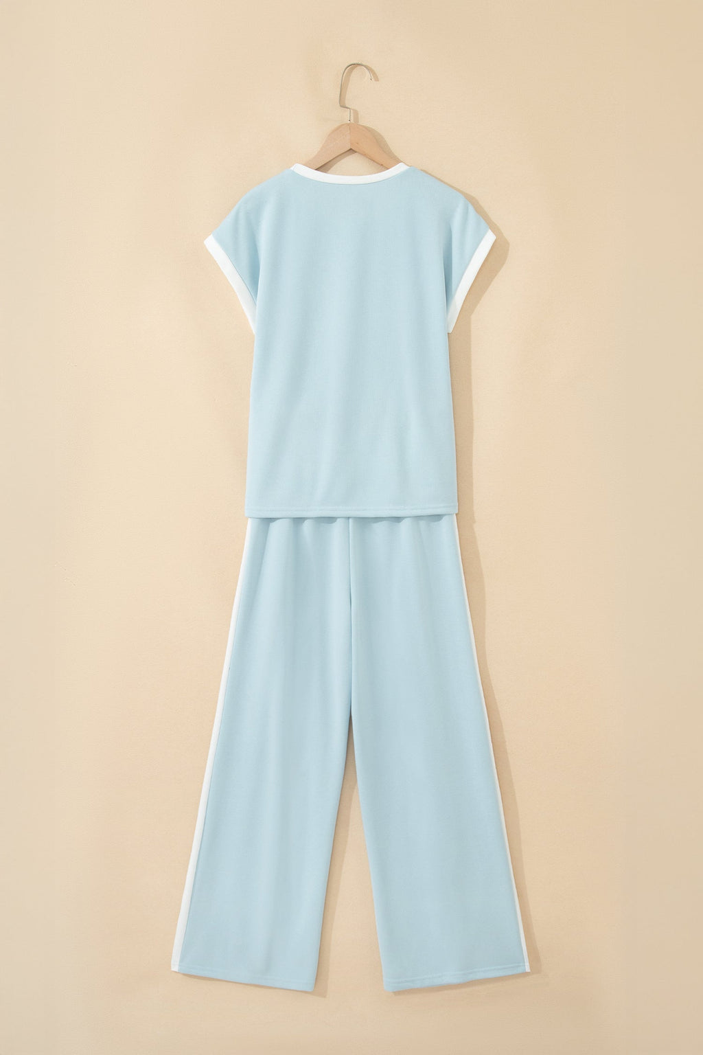 Contrast Trim Boxy Tank & Wide Leg Pants Set