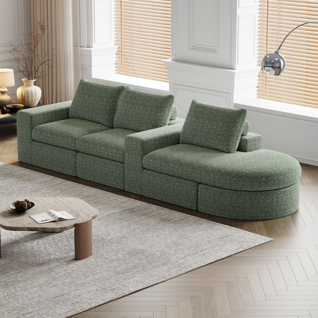 99-Inch Chenille Cloud Curved Sectional Sofa with Chaise, L-Shaped Modern Boneless Couch with Deep Seats, Chenille Sectional Sofa for Living Room and Bedroom, No Assembly Required
