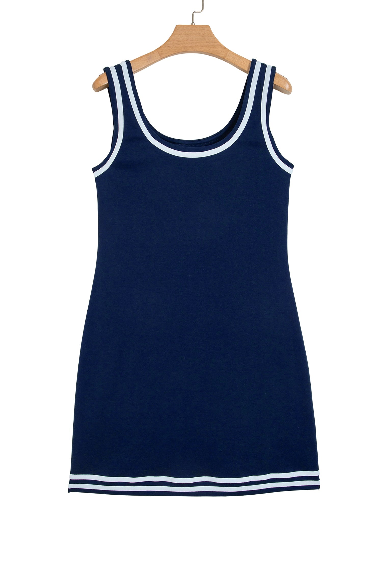 Contrast Trim Scoop Neck Sleeveless Mini Dress
